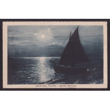 MAR DEL PLATA MARINA NOCTURNA ANTIGUA TARJETA POSTAL